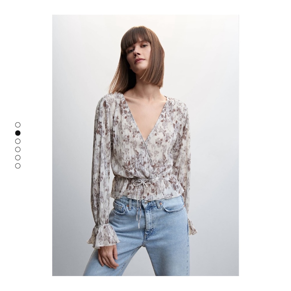 Mango pleated floral blouse